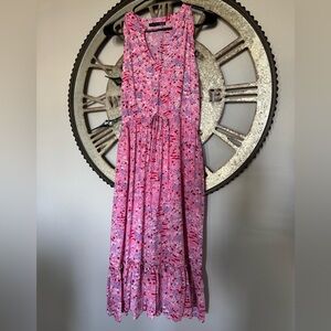 Pink floral midi dress, size large. Black Tape boutique brand.
